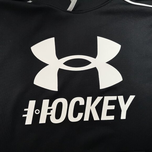 Under Armour Youths Size Large Fleece Lined Black Hockey Hoodie - Picture 4 of 11